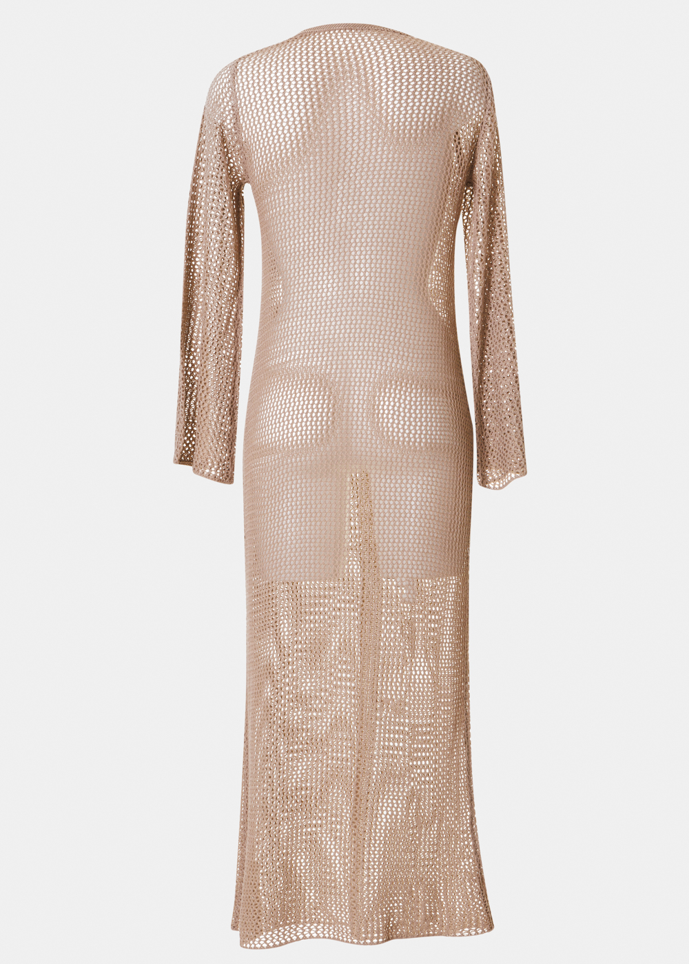 Brown Long Sleeved Knitted Beachwear 